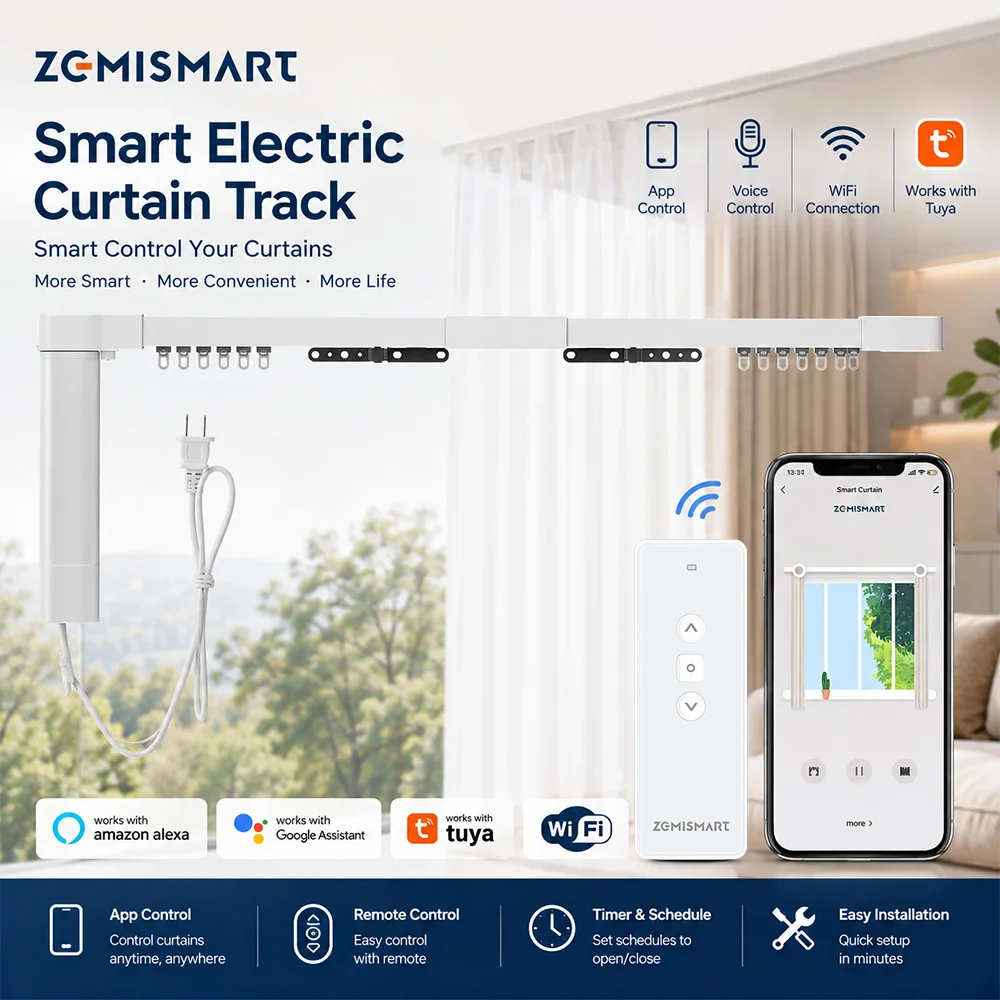 Motor de Cortinas WiFi Zemismart // Riel Personalizable